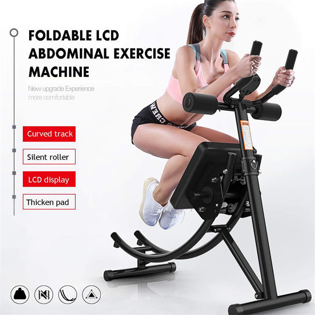 Folding Ab Rollers Crunch Gliders LCD Display Abdominal Coaster Machine Body Muscle Training Workout Home Gym Fitness Equipment
