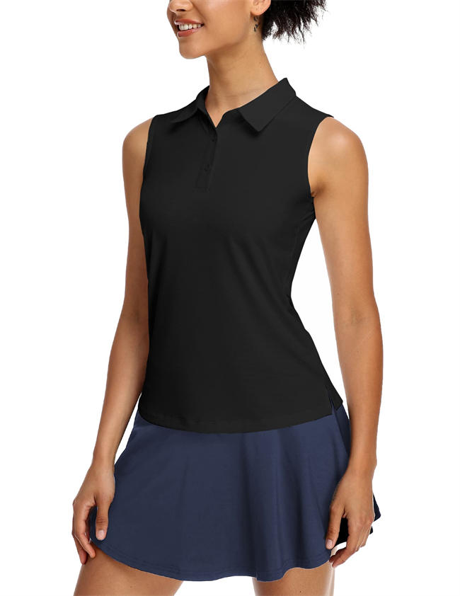 COOrun Women Golf Polo Shirt Sleeveless Tennis Tops 50+ UV Protection Shirts Quick Dry Collared Activewear