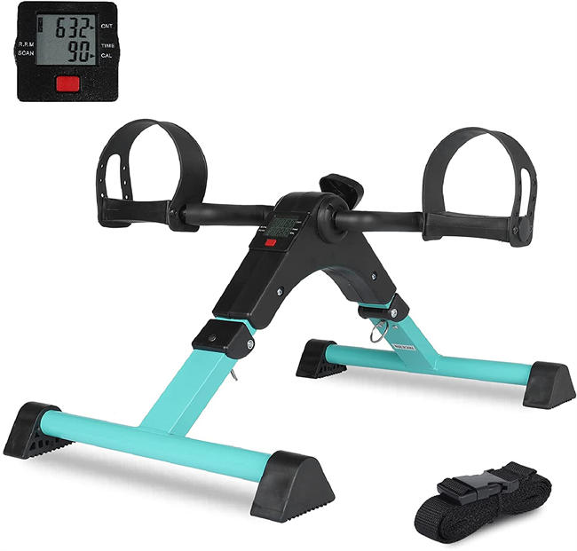 Under Desk Bike Pedal Exerciser with Adjustable Leg - Mini Exercise Bike Desk Cycle, Leg Exerciser for Physical Therapy & Desk Exercise