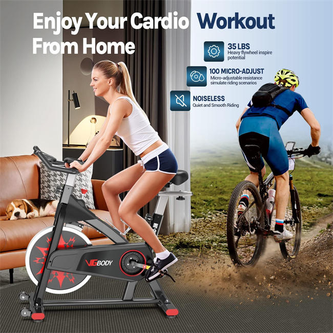 Exercise Bike Indoor Cycling Bike Adjustable Stationary Bicycle for Home Gym Workout Cardio Bikes Upright Bike