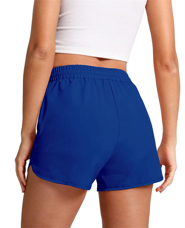 Women Quick-Dry Running Shorts Workout Sport Layer Active Short Pants with Zip Pockets