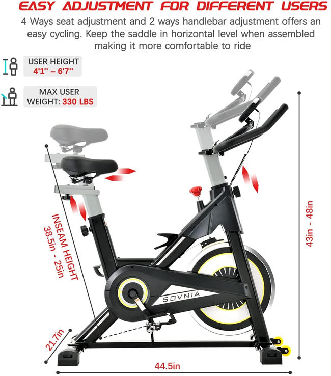 Exercise Bike, Indoor Cycling Bike with iPad Holder, LCD Monitor and Comfortable Seat Cushion, 330 Lbs Weight Capacity