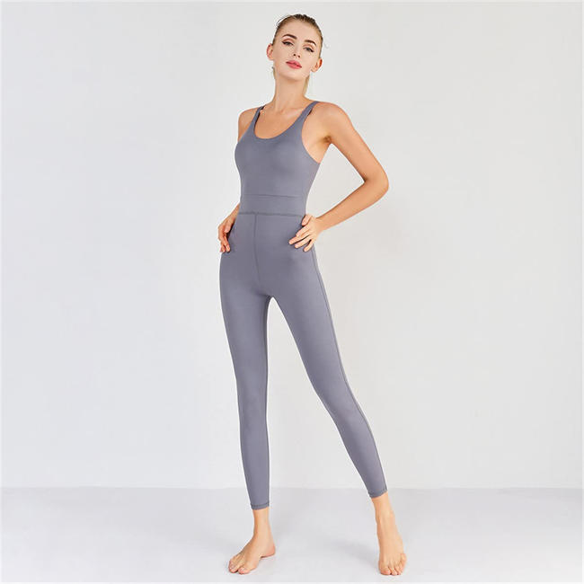 Yoga Suit for Women One-piece Sexy Sleeveless Textured Bodycon Rompers Jumpsuit
