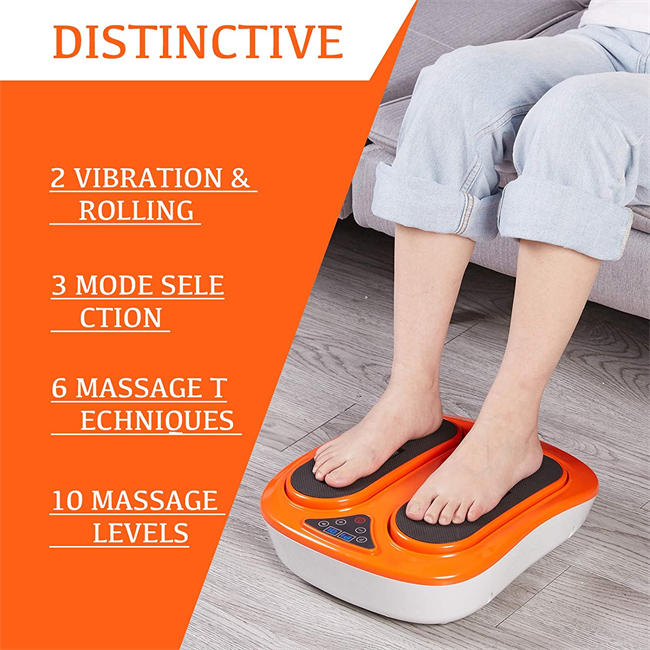 Foot Massager Machine with Remote Control, Adjustable Vibration Speed Electric Foot Massager-Shiatsu Deep Kneading, Increases Blood Flow Circulation Foot and Leg Massager (Orange)