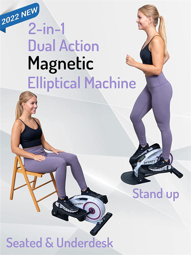 Under Desk Elliptical Machine for Home Office, Seated Pedal Exerciser with Silent Magnetic Resistance, 2-in-1 Elliptical Trainer with Big Display and Oversized Adjustable Pedals