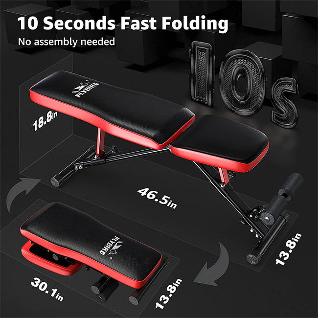 Workout Bench, Adjustable Weight Bench Foldable Strength Training Bench for Home Gym - Newly Upgraded