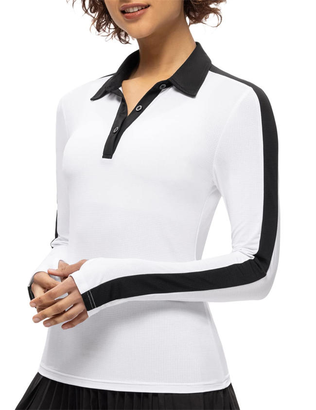 Women Long Sleeve Golf Polo Shirts Lightweight Moisture Wicking Shirts UPF 50+ Tennis Shirts with Buttons