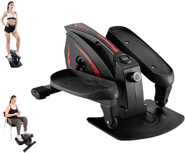 Mini Elliptical Machine Under Desk Elliptical Bike Display Monitor and Adjustable Resistance Whisper Quiet Mini Seated Exercise Equipment for Home Office Workout