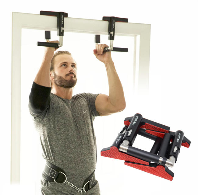 CrossGrips - Door Pull-up Bar Handles - Doorframe Pullup Bar - Home and Travel Doorway Gym - Smart Clamp Adjustable - Portable