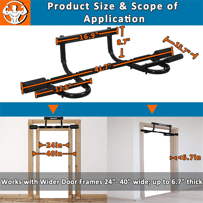 Pull Up Bar for Doorway, Pullup Bar for Home, Multifunctional Chin Up Bar, Portable Fitness Door Bar, Body Workout Gym System Trainer