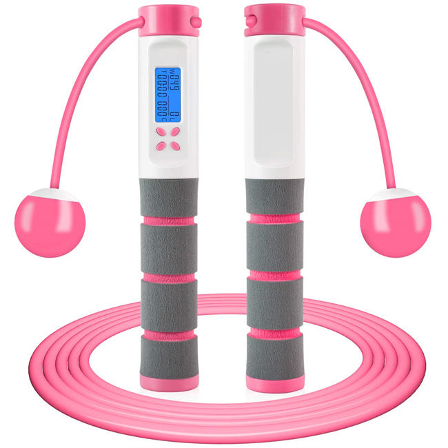 Jump Rope, Digital Weighted Handle Workout Jumping Rope with Calorie Counter for Fitness Exercise boxing, Cordless Skipping Rope for Adults, Men, Women, Kids, Girls