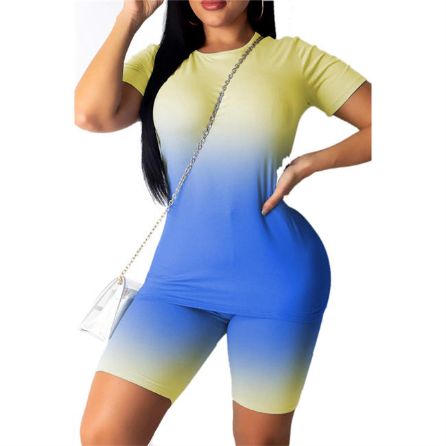 Women Short Sleeves 2 Piece Outfits Tracksuit Lips Tshirts for Women Top Bodycon Shorts Sportswear Romper