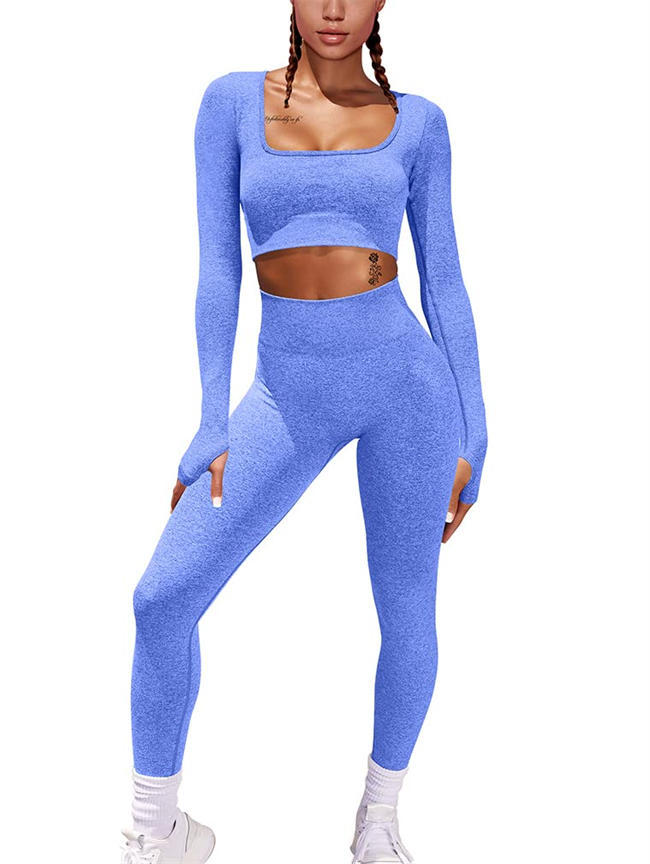 Women Workout 2 Piece Outfits High Waist Legging Gym Yoga Bodycon Sports Crop Top Sets