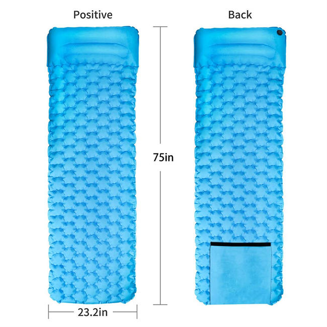 Sleeping Pad for Camping, Self Inflating Camping Pad with Pillow Waterproof Inflatable Camping Mat Air Mattress for Tent, Traveling, Backpacking - 195 x 70cm, Orange/Blue