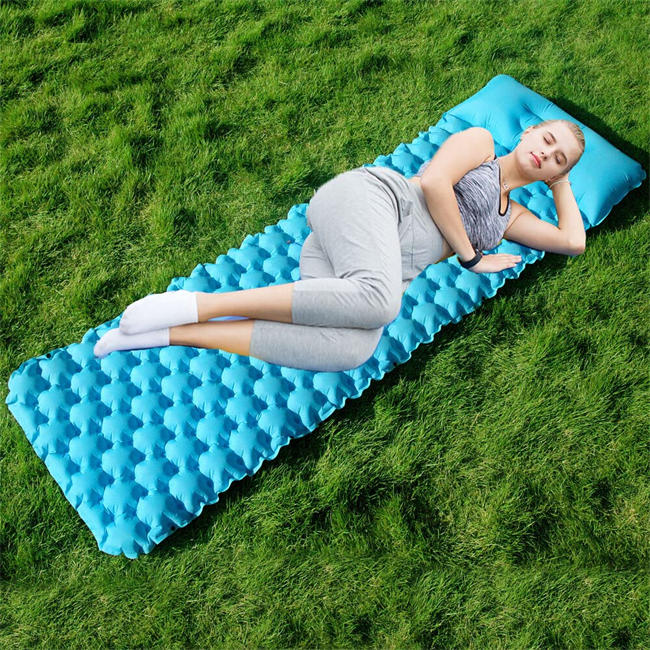 Sleeping Pad for Camping, Self Inflating Camping Pad with Pillow Waterproof Inflatable Camping Mat Air Mattress for Tent, Traveling, Backpacking - 195 x 70cm, Orange/Blue