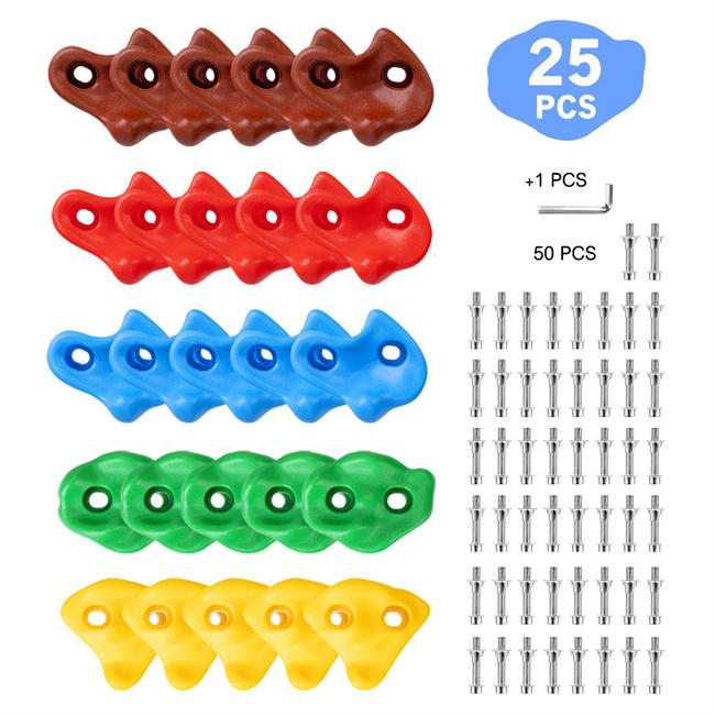 25PCS Rock Climbing Holds for Kids, Large Climbing Holds for Play Set, Swingset - Adult Rock Wall Holds with 2 Inch Mounting Hardware for Indoor Outdoor Rock Climbing Wall