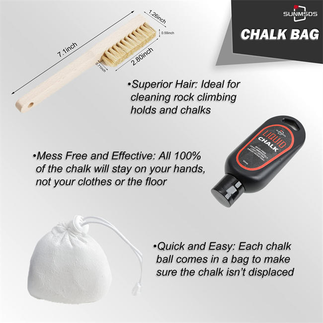4 Chalk Bag + Refillable Chalk Ball + Liquid Chalk + Rock Climbing Brush, Chalk Bag for Rock Climbing, Bouldering, Weightlifting, Gym, Chalk Equipment Accessories, Multi