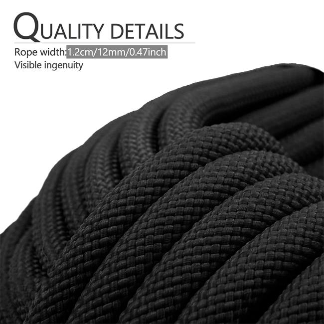 Polypropylene Braided Nylon Rope 12mm Solid Nylon Rope Lightweight Strong Versatile Rope for Camping, Survival, DIY, Knot Tying Black (10m,32ft)