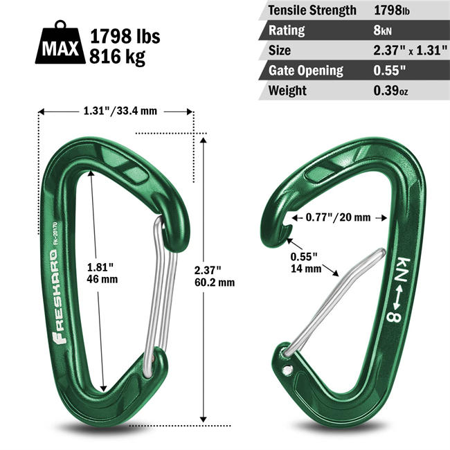 5pcs Carabiner Clips, 8kN 1798lbs, Small Sturdy, Reliable Time-Tested Strong Spring Wiregate