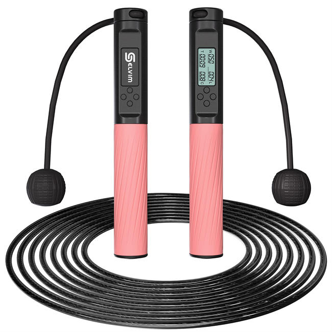 ump Rope, Selvim Skipping Rope with Calorie Counter, Adjustable Cordless & 3M Rope Weighted Jump Rope with Non-Slip Handle for Men ,Women, Kids,Ideal for Indoor & Outdoor Fitness Training