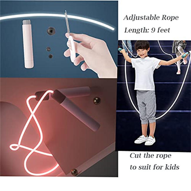 Glowing Jump Ropes Skipping Rope for Kids Develop Childrens Sports Interest Men Women Fitness Exercise Indoors Outdoors Cool LED Light Rope Adjustable Jumping Rope
