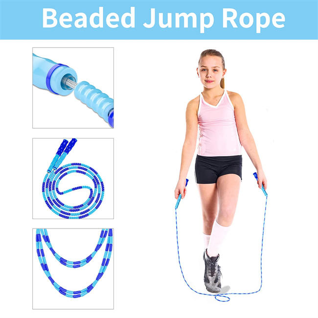 Jump Rope, 3 Pack Adjustable Length Tangle-Free Segmented Soft Beaded Skipping Rope, Fitness Jump Rope for Kids, Man, and Women Weight Loss 9.2 Feet