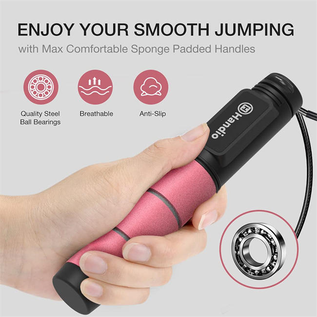 Jump Rope, H Handio Jump Rope with Counter, Workout Jumping Rope with Steel Ball Bearings, Adjustable Length Speed Skipping Rope for Men Women Kids Home Gym, Crossfit, Fitness Exercise