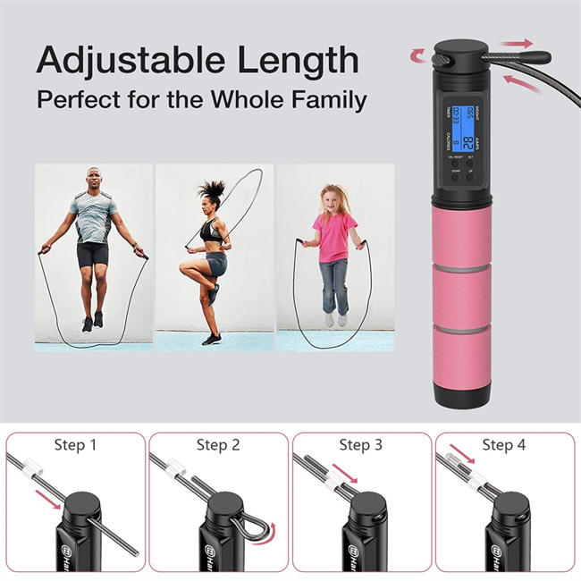 Jump Rope, H Handio Jump Rope with Counter, Workout Jumping Rope with Steel Ball Bearings, Adjustable Length Speed Skipping Rope for Men Women Kids Home Gym, Crossfit, Fitness Exercise