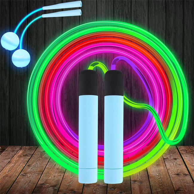 2 Pcs Led Jump Ropes Rainbow Light Up Corded and Cordless Jump Rope for Kids Women Men Fitness