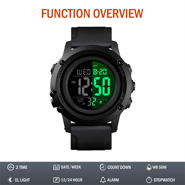 Mens Digital Sports Watch Large Face Waterproof Wrist Watches for Men with Stopwatch Alarm LED Back Light
