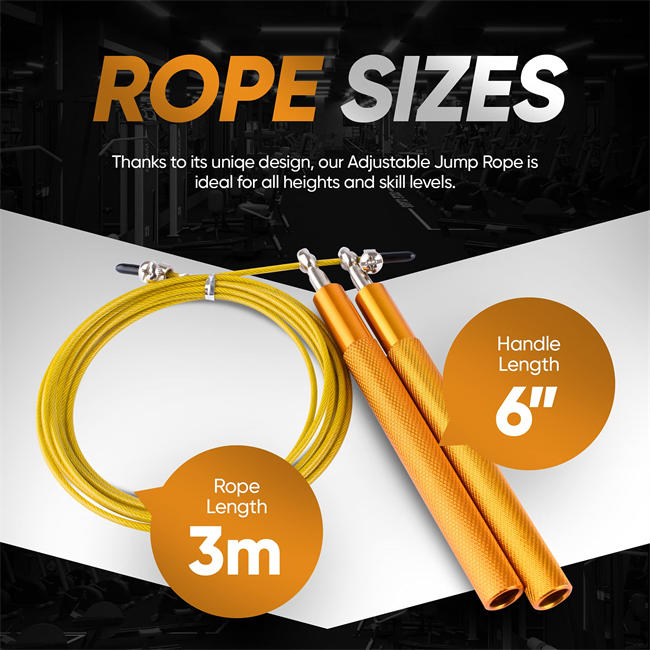 Spare cable included. Gold Tangle-Free Speed Jump Rope - Adjustable Jumping Rope With Ball Bearings And Nylon Bag For Adult Men And Women, Great Gym Workout Equipment For Home, Fitness Training. Spare cable included.