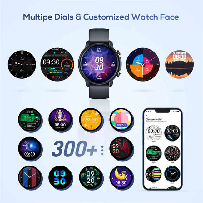 Watch for Men Fitness Tracker: IP68 Waterproof Smartwatch for Android iOS Phone Sport Running Digital Watches with Heart Rate Blood Pressure Sleep Monitor Step Counter 46.5mm Round Touch Screen