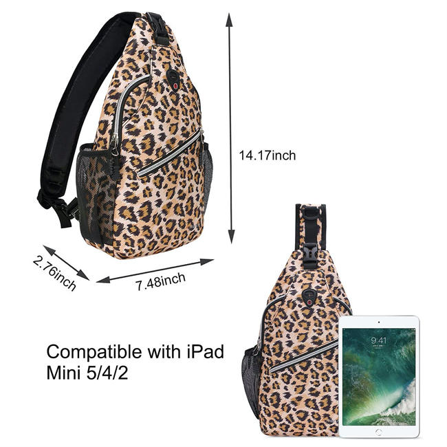 Mini Sling Backpack,Small Hiking Daypack Pattern Travel Outdoor Sports Bag, Leopard Print