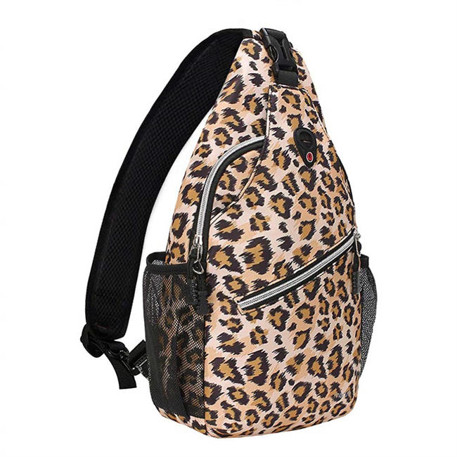 Mini Sling Backpack,Small Hiking Daypack Pattern Travel Outdoor Sports Bag, Leopard Print