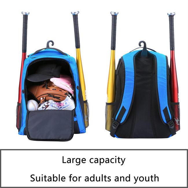 Baseball Bag - Bat Backpack for Baseball, T-Ball & Softball Equipment & Gear for Youth and Adults | Holds Bat, Helmet, Gloves and Cleats | Shoes Compartment & Fence Hook