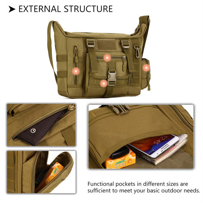 Tactical Messenger Bag Men Military  Sling Shoulder Pack (Patch Included)
