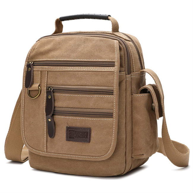 Mens bag Canvas Shoulder Bag Small Messenger Crossbody Bag Work Bag Vintage Multi-function