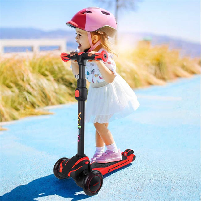 3-12, Toddler Scooter with 4 Adjustable Heights, Light Up 3-Wheels Scooter, Shock Absorption Design, Lean to Steer, Balance Training Scooter for Kids