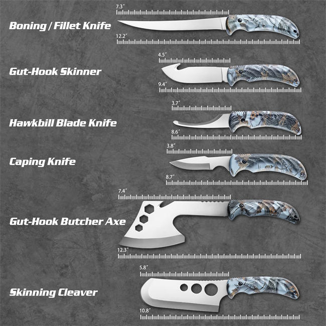 Hunting Deer Knife Set Field Dressing Kit Portable Butcher Game Processor Set, 12 Pieces