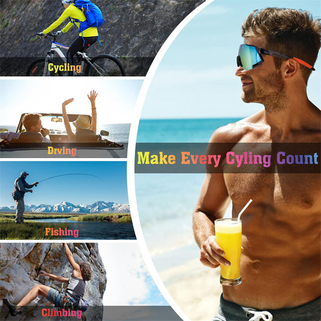 Cycling Glasses, Polarized Sports Sunglasses for Men Women, Fashion Baseball Ski Driving Hiking Golf Bicycle Sunglasses