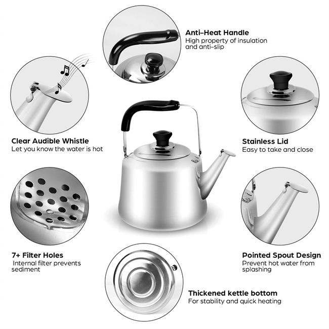 4L Camping Kettle Set with 4 Cups, Durable Stainless Steel Camp Tea Coffee Water Pot with 4 Mugs for Hiking, Backpacking, Outdoor Camping and Picnic, Carrying Bag Included