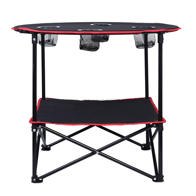 Portable Camping Table Folding Picnic Table with 4 Cup Holders and Carrying Bags Collapsible Canvas Travel Table for Barbecue Travel Fishing