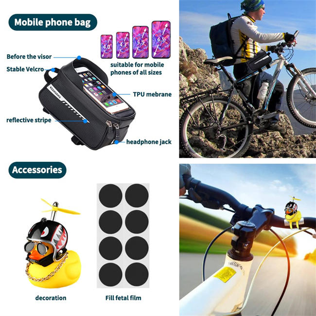 9 Bicycle Accessories, Rechargeable Bicycle Lamp Set, Bicycle Headlights, Bicycle Lock, Bicycle Bag, Bicycle Cup Holder, Bicycle Mirror, Bicycle Bell, Toy Duck