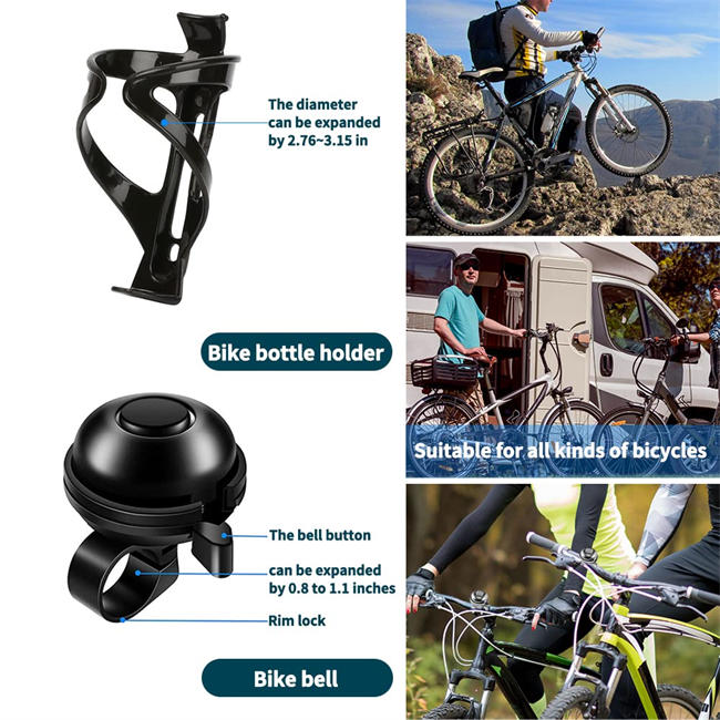 9 Bicycle Accessories, Rechargeable Bicycle Lamp Set, Bicycle Headlights, Bicycle Lock, Bicycle Bag, Bicycle Cup Holder, Bicycle Mirror, Bicycle Bell, Toy Duck