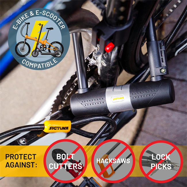 Bike Locks - 16mm Heavy Duty U Lock with U-Lock Shackle and Bicycle Lock Mount Holder + 1200mm Steel Chain Cable Bike Lock