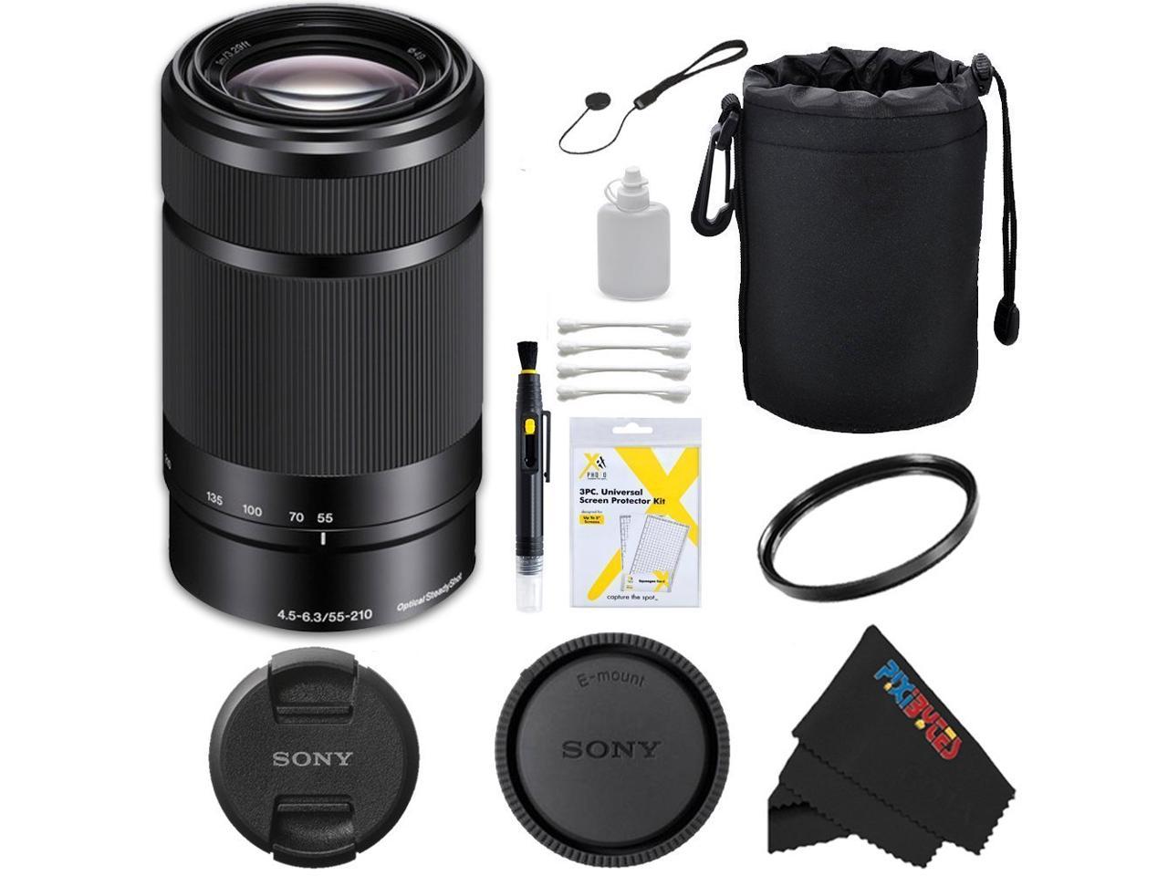 Sony E 55-210mm F4.5-6.3 OSS Lens for Sony E-Mount Cameras (Frustration Free Packaging) + Pixi-Basic Accessory Bundle