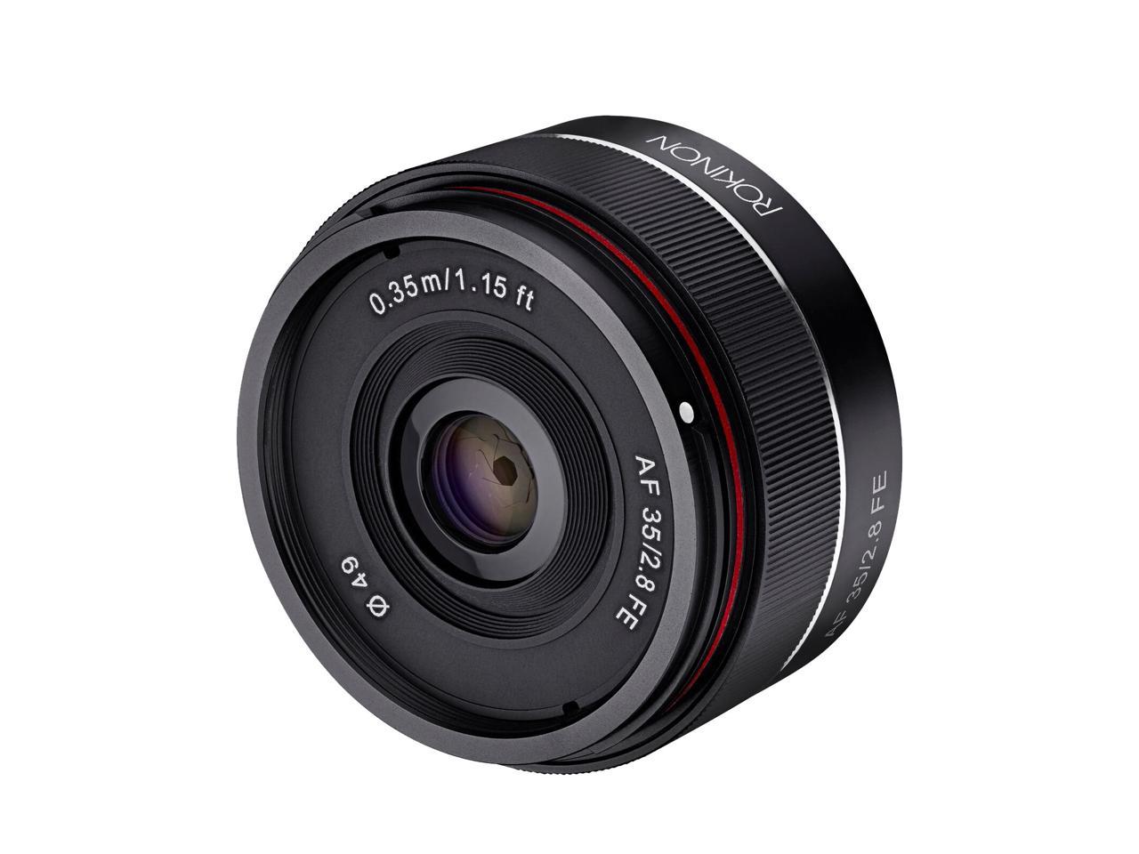Rokinon 35mm f/2.8 (IO35AF-E) Ultra Compact Wide Angle Lens for Sony E Mount, Black