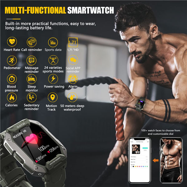 Smart Watches for Men, 1.71 Smartwatch Built-in Fitness Tracker