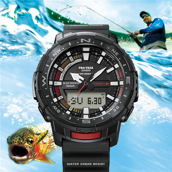 Casio Men Pro Trek Bluetooth® Connected Angler Line Sports Watch with Resin Strap