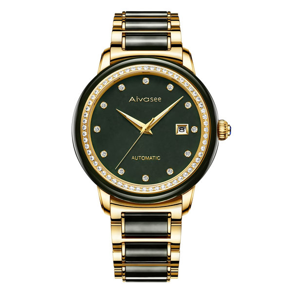 Aivasee Automatic Watches for Men Gold Wrist Watches Stainless Steel Luxury Mechanical Waterproof Dress Watch